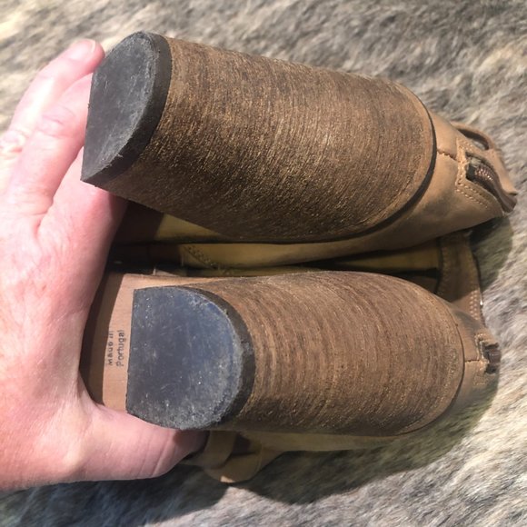 Free People Boot Bootie Terracotta Brown Hybrid Strappy Leather Distressed - Picture 4 of 10